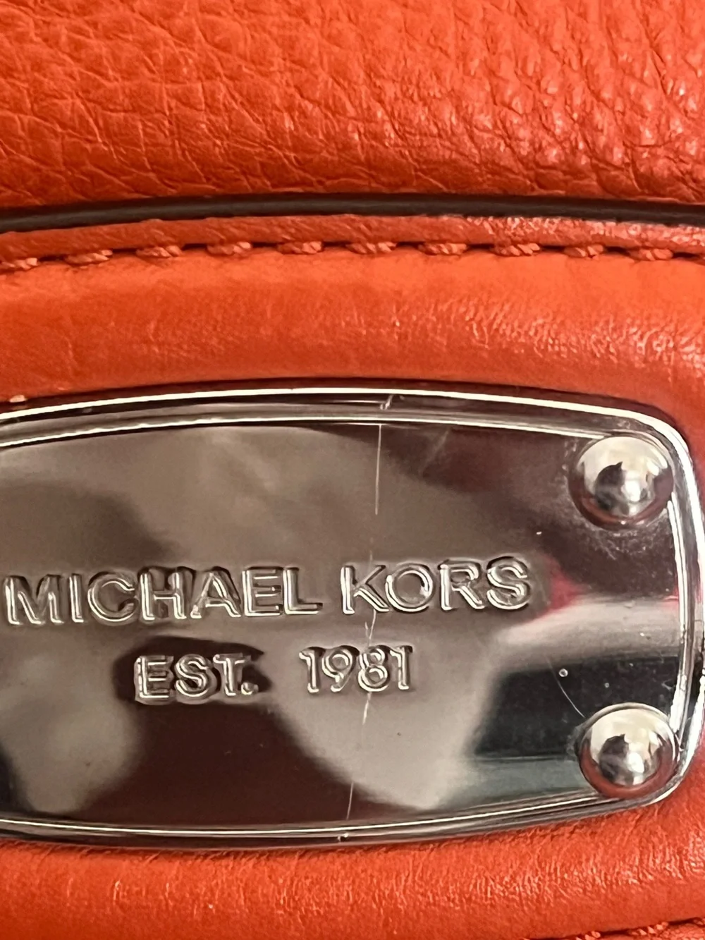 Michael Kors Hamilton East West Large Orange Pebbled Leather Satchel